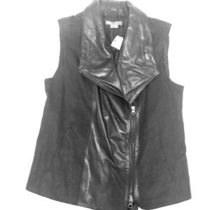 NWT Vince Leather and linen mixed vest